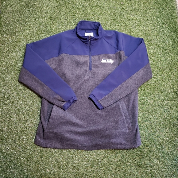 NFL Seattle Seahawks Blue 1/4 Zip Pullover Jacket Mens M H1 - Picture 7 of 7